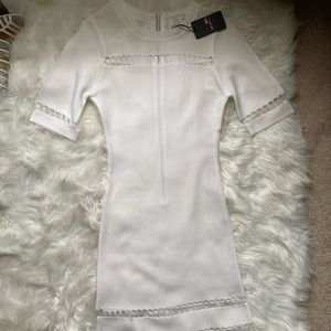 JOA cream bodycon dress